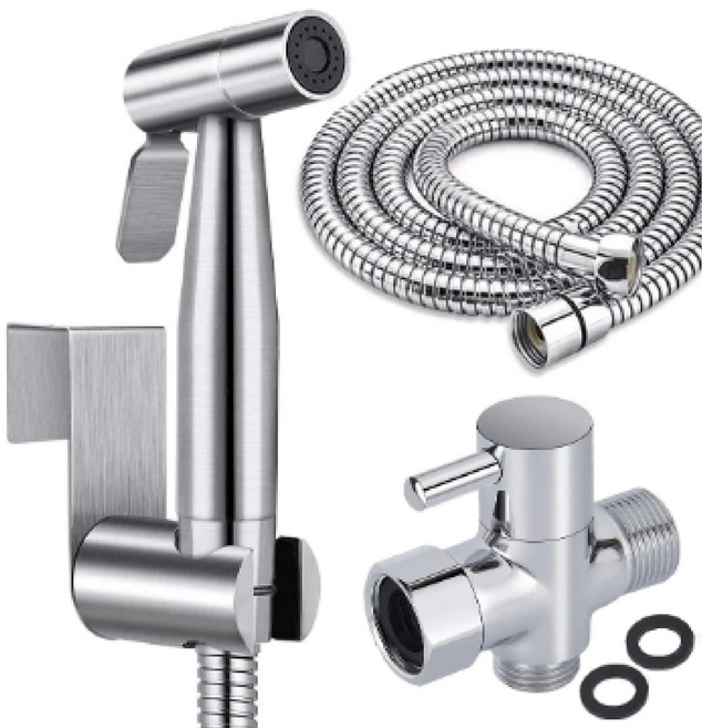 망고테크 SUS304 욕실 미니건 화장실 변기 청소건 샤워기 샤워건 스텐청소건 핸드비데, 1개, 실버