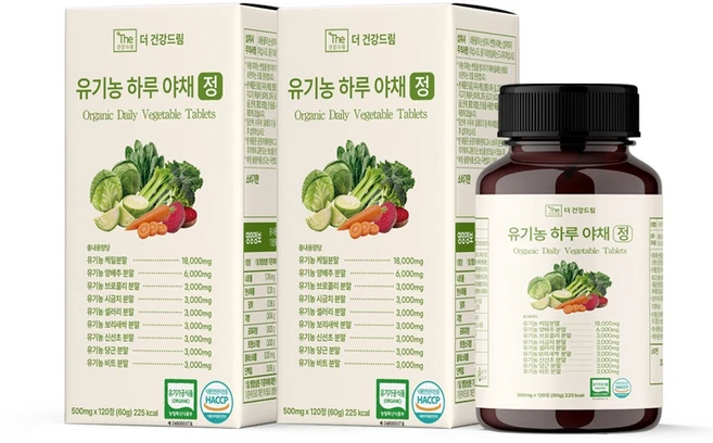 더건강드림 유기농 하루야채 식이섬유정 야채분말, 2개, 120정 - 쿠팡