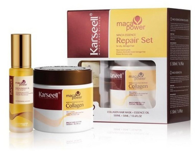 카르셀 마카파워 리페어 세트 헤어 콜라겐 헤어오일 Karseell Collagen Hair Mask+ Essence oil, 1개