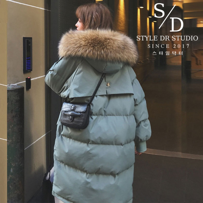 스타일닥터 패션 롱패딩추천 보온과 패션을 겸비 겨울 여성 패딩 기모 후드 패딩점퍼 루즈핏 빅 사이 패딩 코트 여성 겨울점퍼