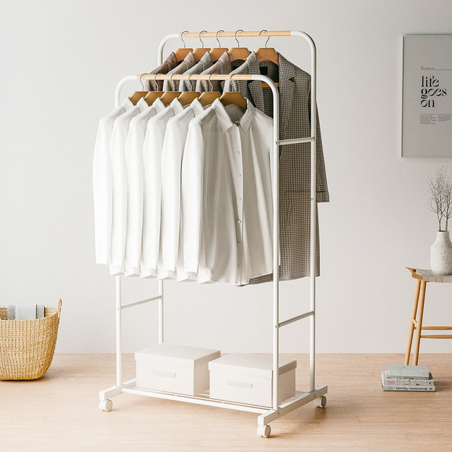 무베즈 평생쓰는 튼튼한 2단 이동식행거, 화이트