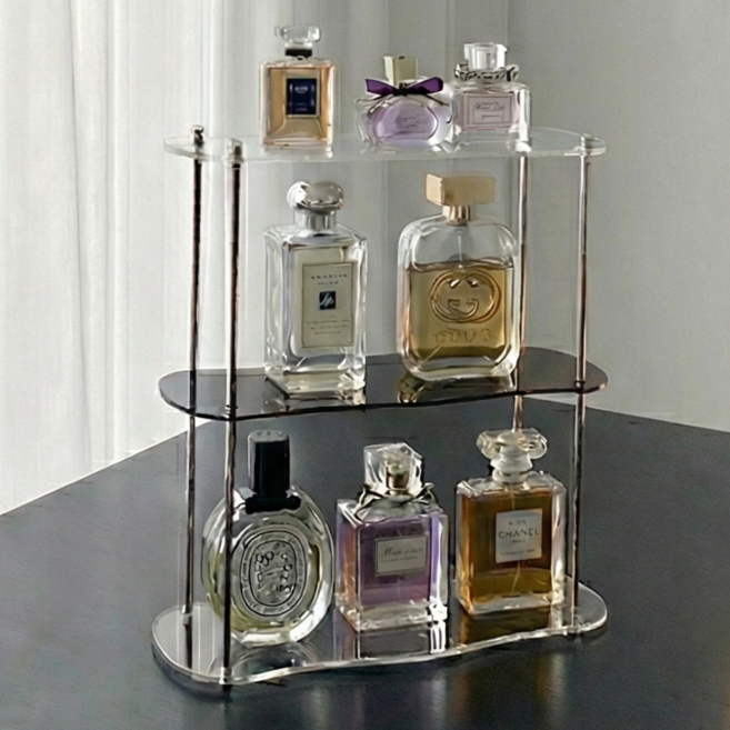 유유랩 아크릴 선반 화장품 정리대 DIY 미드센츄리, 투명+블랙+투명, 3단