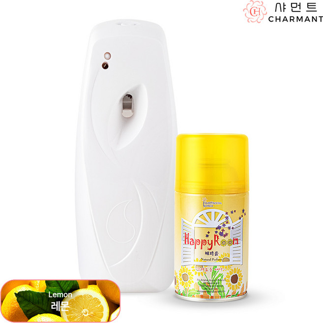 화장실 타이머 자동 방향제 분사기 실내 욕실 사무실 거실 분사형 (레몬+기본형분사기포함), 280ml, 1개, 레몬