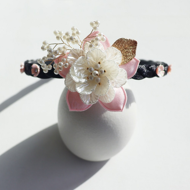 장미공주 럭셔리 골드 진주가지 한복머리띠