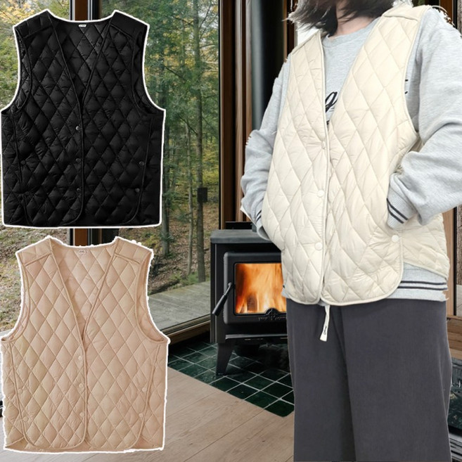 스윗엔젤 경량누빔조끼 퀼팅조끼 보온이너조끼 다이아누빔 심플한 디자인 여성경량패딩조끼