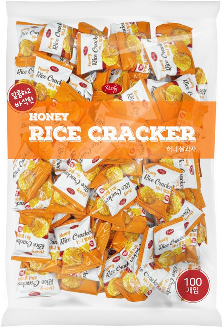 리치 크리스피 허니 쌀과자 대용량 한국전통과자 100개(개별포장), 100개
