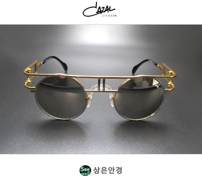 비욘세 선글라스 카잘 레전드 CAZAL Legends 958 COL 96 골드/실버 더블 탑 라운드 실버 미러 선글라스