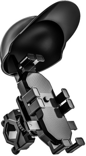 Surkat햇빛가리개 빗물차단 오토바이 자전거 휴대폰 거치대, 핸들형, 1개, 블랙