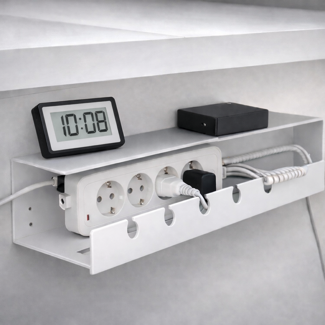 레프유 무타공 선정리 멀티탭 거치대, white