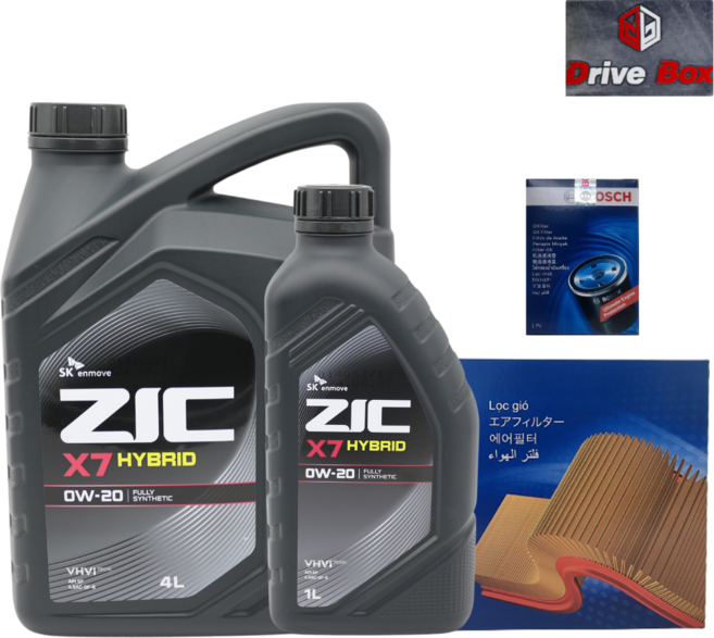 쏘렌토 MQ4 하이브리드 지크 X7 Hybrid 0W20 5L 보쉬필터 세트, 쏘렌토 MQ4 1.6T 하이브리드, 지크X7 Hyb 0W20 5L/380/3031, 1개