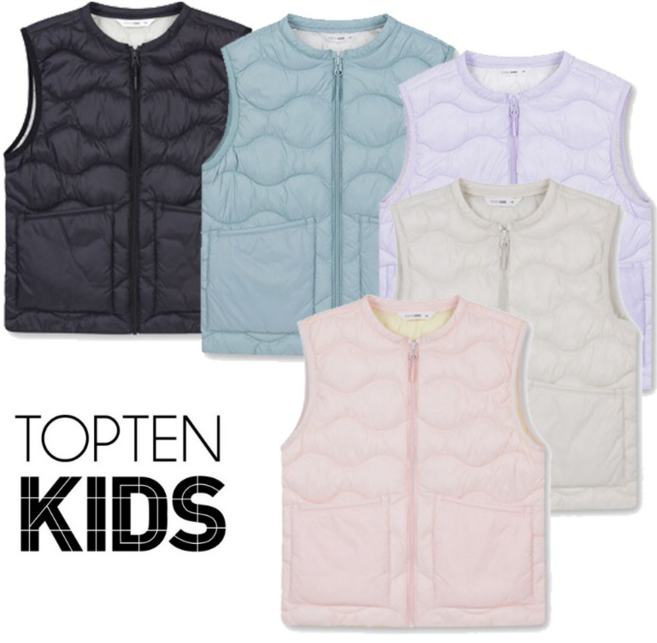 탑텐키즈 겨울부터 초봄까지 간절기 신제품 아동 경량 패딩 베스트