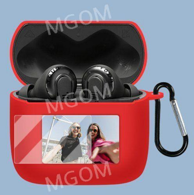 JBL TOUR PRO3 케이스 보호 커버 실리콘 액정보호 필름 무선 이어폰 호환 이어버드, 투어 프로 3, 레드+고리+액정필름, 1개