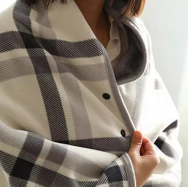 NOV- 극세사 망토 담요 캠핑 차박 여행 입는 똑딱이 무릎담요