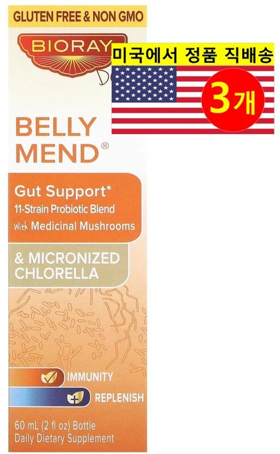 Bioray Belly Mend 거트 써포트 알콜프리 60ml, 3개 - 쿠팡
