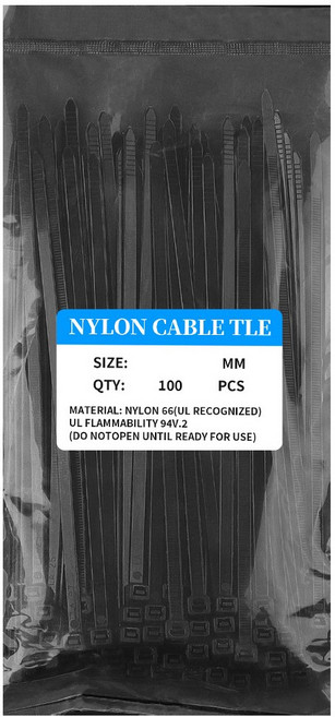 싱글레이드 고강도 PA66 케이블타이 특대형 4.8 X 450 mm, 블랙, 100개
