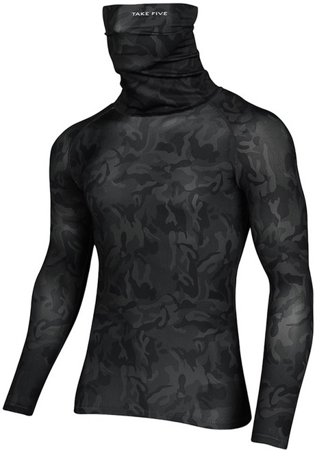 테이크파이브 뉴 기능성 남자 언더레이어 안면 마스크 일체형 목폴라 긴팔 상의