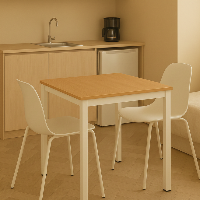 비셀리움 모던테이블 사각 식탁테이블 2인 다이닝 테이블 1인용 2인용 3인용 4인용 6인용 화이트 프레임 식탁 600 800 1000 1200 1400, 화이트프레임_네추럴