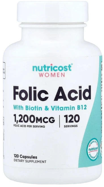 Nutricost 우먼스 비오틴 비타민B12 함유 엽산 120 캡슐, 120정, 1개 - 쿠팡
