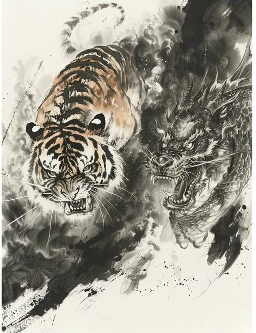 용호상박 신룡 맹호 우드 조각퍼즐 용 호랑이 양웅상쟁 재물운 금전운 사업 성공에 좋은 풍수 컬렉션 그림퍼즐 300 500 700 1000피스, 용호상박 신룡 맹호 퍼즐선택2, 500피스(퍼즐유액없음), 1개