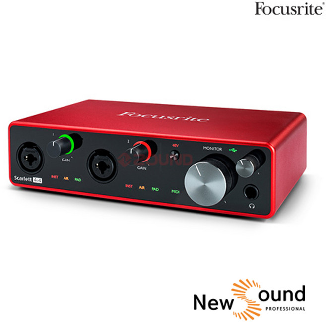 [뉴사운드] 포커스라이트 스칼렛 오디오 인터페이스 / 홈레코딩 녹음 유투브 1인방송, 4i4+케이블