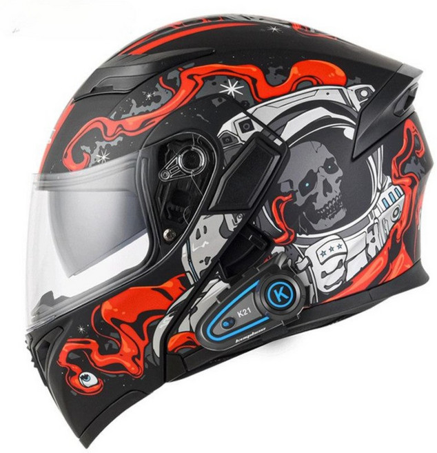 당당상점 블루투스 오토바이 헬멧 초경량 시스템 풀페이스 듀얼바이저 장시간 라이딩, 아스트로넛 (K21S 블루투스 + 워키토키)