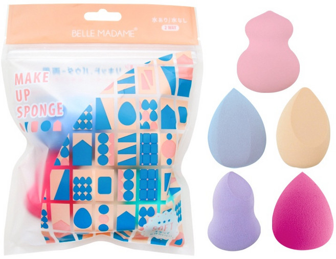 貝麗瑪丹 美妝蛋奇幻世界 兩用海綿 乾濕兩用 化妝海綿 粉撲 5入 隨機, 1個