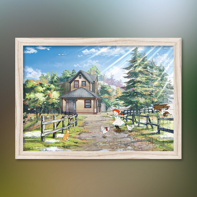 빨강머리 앤 즐거운 아침 직소 퍼즐+액자 세트 150피스, 직소퍼즐, 고급형 수지 [슬림 엣지골드], 1개