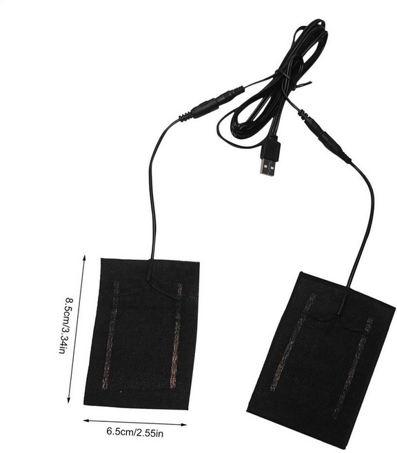 USB 옷 히터 패드 전기 장갑 히팅 2 in 1 겨울 시트 워머 조끼 자켓용, Black