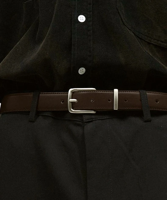 DOFFJASON 카우하이드 볼륨 미니멀 벨트 BRWN - 쿠팡