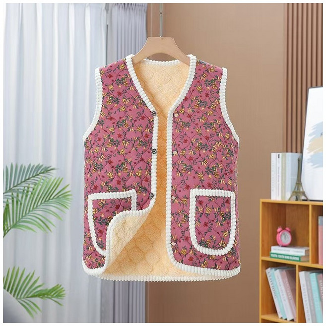 촌캉스 양털 누빔 할머니 조끼 김장조끼