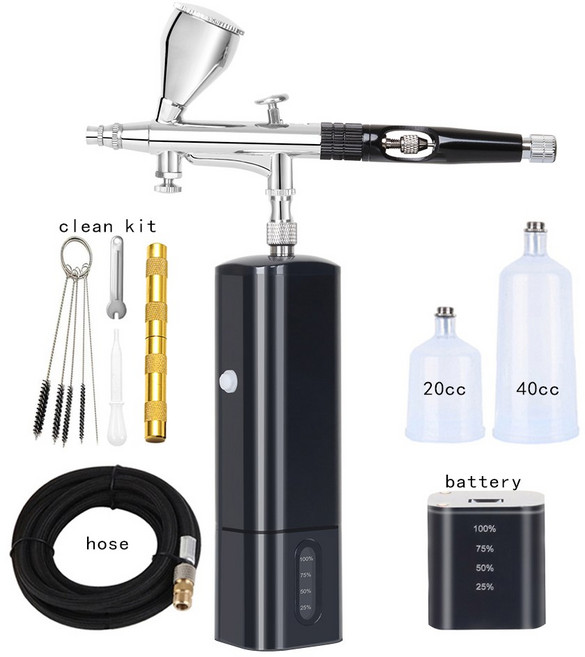 충전식 무선 케이크 장식 미니 에어 브러시 페인팅 강력한 도구 에어브러시 태닝 마스터 키트, AA, 1개