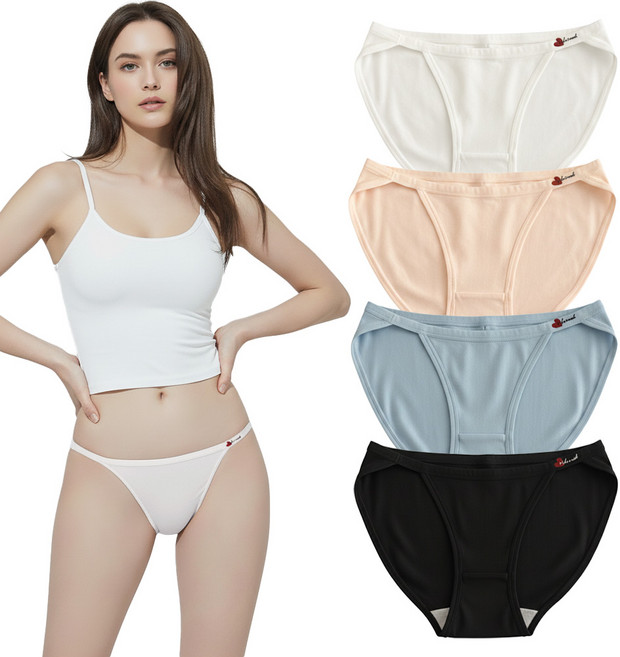 미미캐츠 4매구성 데일리 면스판 비키니 라인 스트링 여성팬티 4매 P-0459