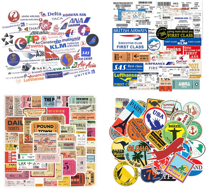 항공사로고 스티커 보딩패스 레트로탑승패스 여행 캐리어 노트북 꾸미기 항공운항학과 선물, 3번 탑승패스 30피스