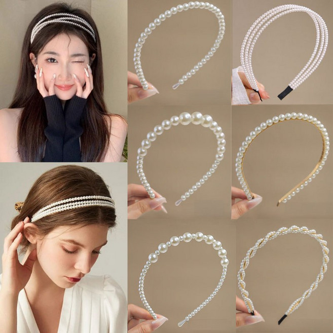 ZMBIRD 우아한 진주 귀안아픈 헤어밴드 6종세트 N6703
