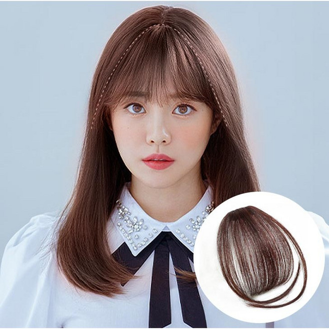 오비안 볼륨 시스루뱅 헤어피스 앞머리 가발, 1개, 사이드O - 브라운