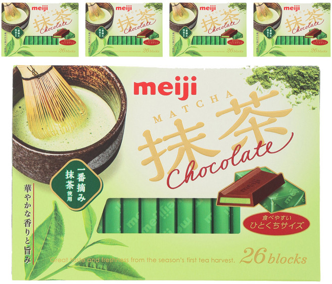 일본간식 일본과자 일본스낵 일본초콜릿 일본초콜렛 meiji 메이지 말차 초콜릿 26개입 x 3개, 119g, 5개