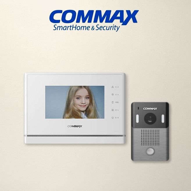 코맥스 CAV-70Y 비디오폰 초인종 세트 4선식아날로그 아파트 주택 현관 설치 인터폰교체, 화이트 세트