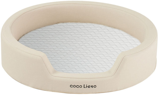 코코리에또 여름 냉 듀라론 강아지 쿨침대 매트 에어네트 펫패드 애견방석, 원형크림(침대+매트), 1개