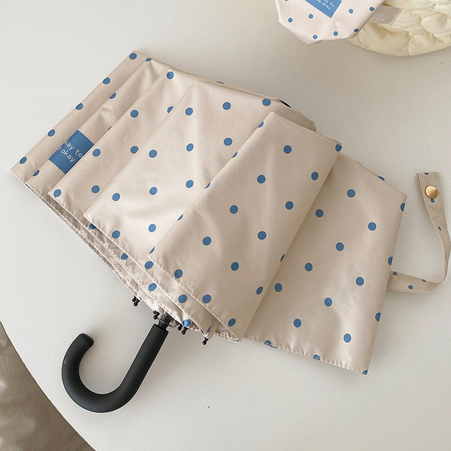 작은 도트 무늬 접이식 휴대용 데일리 양우산
