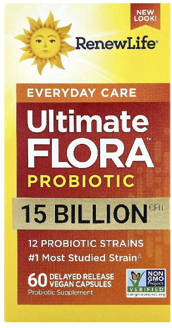 Renew Life Ultimate Flora™ 데일리 케어 프로바이오틱 지연 방출 베지 캡슐 60정 Life (리뉴 라이프), Renew Life, UltiMAT 매트e Flora,, 1개