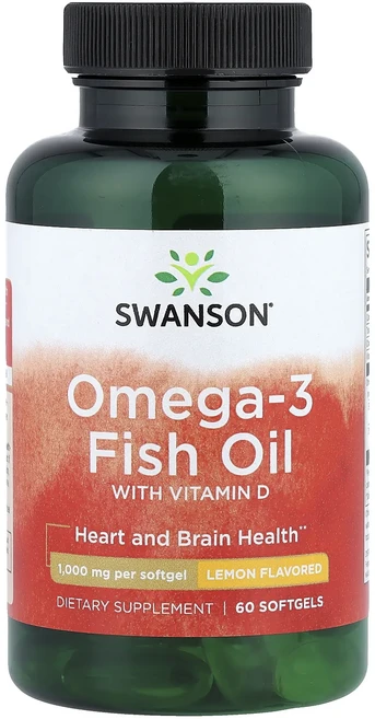 새해 첫좋은선물 Swanson 오메가3 피쉬 오일 비타민D 함유 레몬 맛 소프트젤 60정 제대로 할인합니다, Swanson오메가3피쉬오일비타민D함유레몬맛소프트젤60, 1개 - 쿠팡