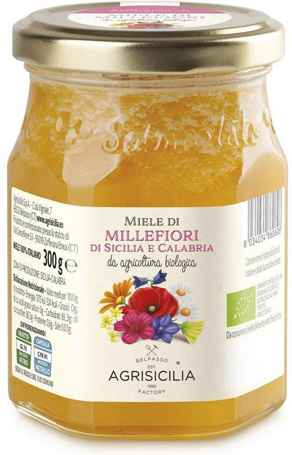 이탈리아 아그리실리아 프리미엄 시칠리아 칼라브리아 플라워 허니 꿀, 1개, 300g