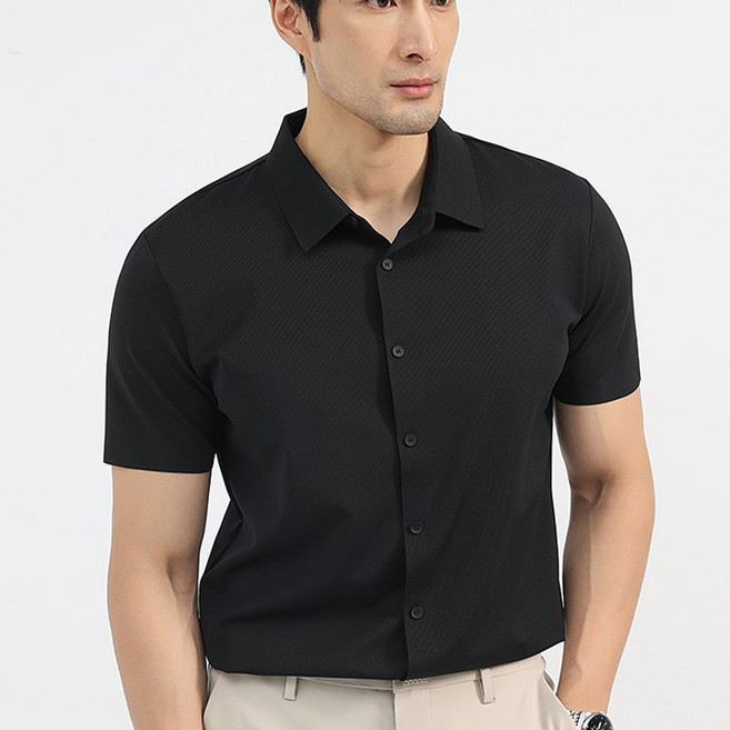 글리멜로 남자 구김없는 스판 쿨링 냉감 반팔 와이셔츠