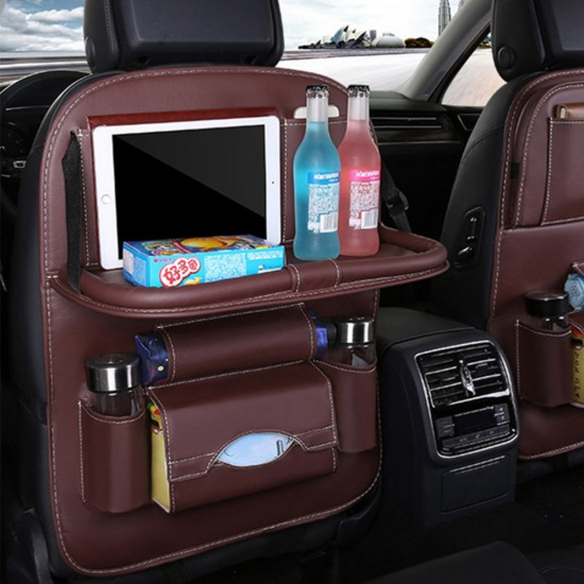 벤오토 자동차 차량용 뒷좌석 포켓 수납함 테이블 차량 시트백 수납 정리함 브라운, 없음