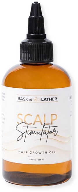 Bask & Lather 두피 자극기 모발 성장 오일 콜드 프레스 민트 및 로즈마리 블렌드 모발 성장을 위한 포도씨 함유 유기농 천연 리브인 모든 모발 타입 118.3