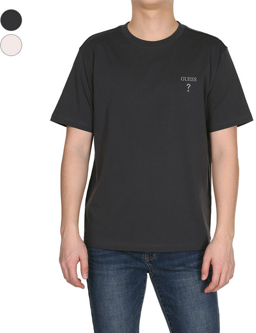 남성 무테 자수로고 세미오버핏 크루넥 반팔티 KP2K04C1