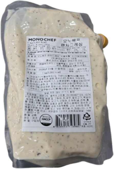 바이오마켓_모노쉐프 요거트 드레싱 랜치드레싱 1kg, 6개
