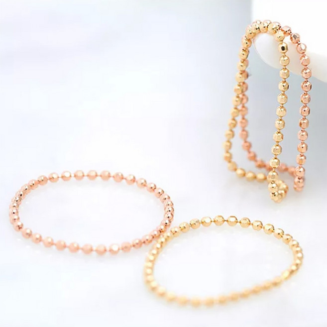 펠리체골드 14K 팔각 컷팅 체인 반지 데일리 심플 레이어드 선물 기념일 실반지 골드 금 핑크골드 조르골드