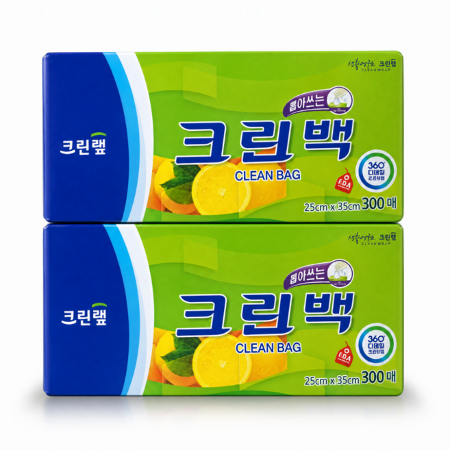 크린랲 크린백 25x35(중) 300매 2개, 중(M), 300개입
