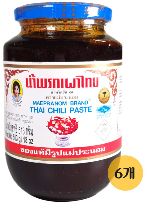 태국소스 메프라놈 칠리페이스트 114g 228g 513g MAEPRANOM THAI CHLI PASTE, 6개